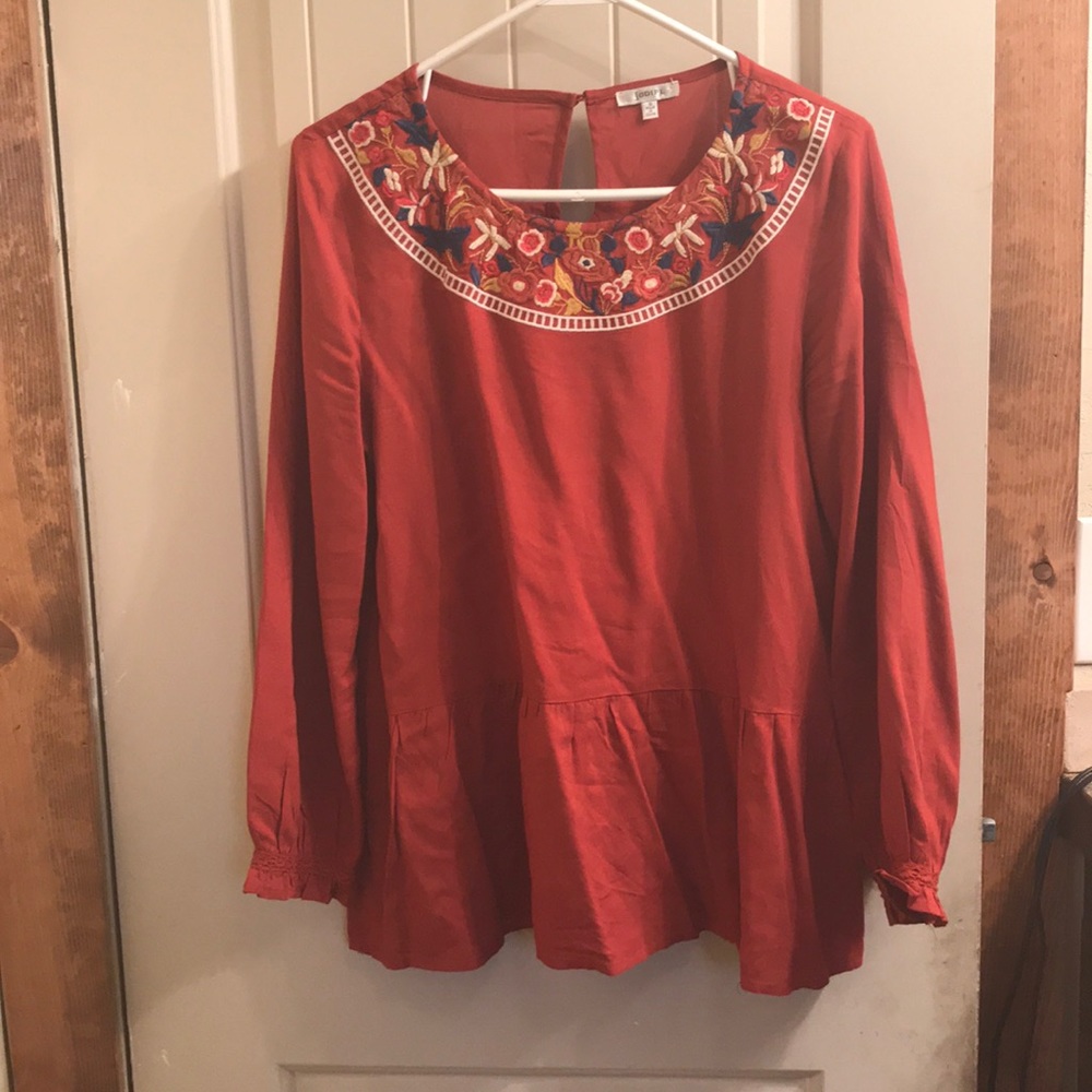Peplum Style Embroidered Top